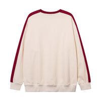 High Street American Color Contrast Patchwork Letters Printed Crew Neck Sweatshirt