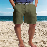 Multi-pocket Straight Plain Comfortable Breathable Shorts