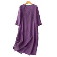 Summer New Loose Plus Size V Neck Dress