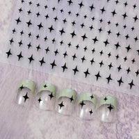 Embossed Black-and-white Butterfly Rose Nail Stickers