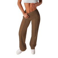 Womens Pants Straight-Leg Slim-Fit All-Match Solid-Colored Casual Trousers For Bold Girls
