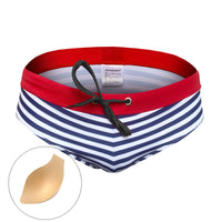 Nylon Men's Low Waist Triangle Stripe Swim Shorts