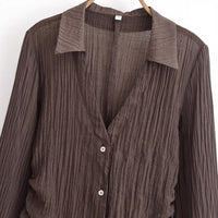 Summer New V-neck Bowknot Decoration Semi-transparent Shirt