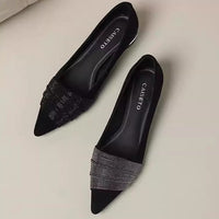 Pointed-toe Rhinestone Slip-on Low-cut Womens Shoes