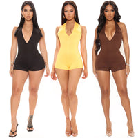 Women's Fashion V-Neck Skinny Halter Backless Jumpsuit