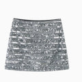 American Design Temperament Hot Girl High Waist Silver Paillette A- Line Skirt