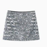 American Design Temperament Hot Girl High Waist Silver Paillette A- Line Skirt