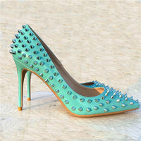 Early Spring Rivet High Heels Women's Stiletto Heel 10CM Pumps Tangerine Shoes