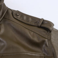 Long Sleeve Slim-fit Faux Leather Short Jacket