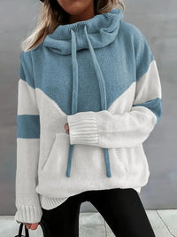 Women's Clothing In Stock Contrast Color Woolen Top