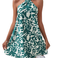 Women's Halterneck Printed Skirt Sleeveless Dress