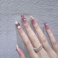 Wear Nail Milk Flavor Taro Taro Purple Gradient Nebula Flower Fake Nails Nail Stickers