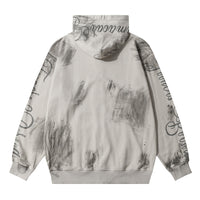 Tie-dye Letter Printing Hooded Cardigan Sweater