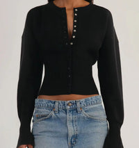 French-style Chic Crew-Neck Casual Knitted Cardigan Top For Women