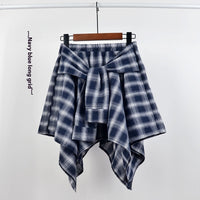 College Style Plaid Irregular Dance Skirt