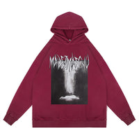 Abstract Printing Loose Hooded Sweater Men