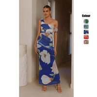 Slim It Printed Off Shoulder Sheath Dress