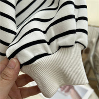 Loose Polo Collar Panel Long Sleeve Pullover