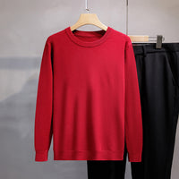 Mens Loose-fit Oversized Crew-neck Knit Sweater