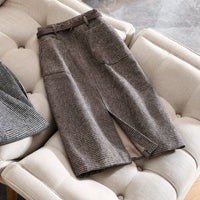 Houndstooth Skirt Women's High Waist