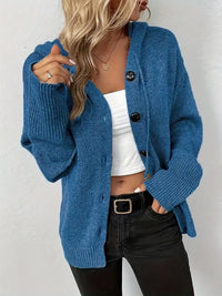 Solid Color Hooded Single-breasted Sweater