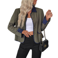 Retro Color Contrast Patchwork Coat Elegant High-end Short Coat For Women