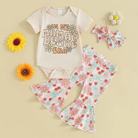 Short Sleeve Bell-bottom Pants Headscarf Suit