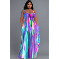 Women's Fashionable Plus-Size Printed Slip Dress