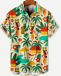 Summer Leisure Printed Hawaiian Shirt Men Vacation Seaside
