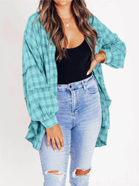 Tassel Long Sleeve Top Loose Casual Plaid Shirt Coat