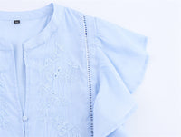 European And American Laminated Decoration Lapel Short Sleeve Casual Shirt
