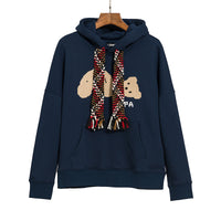 Ribbon Hoodie Rope Hooded Fleece Lined Sweater