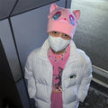 Different Eye Bear Embroidered Warm Wool Knitted Hat