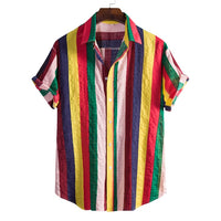 Men's Short-sleeved Fashion Loose Striped Shirt