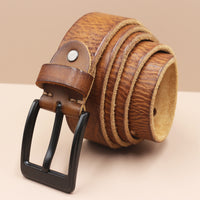 Korean Style Personality Top Layer Leather Pin Buckle Black Buttons Men's Leather Belt