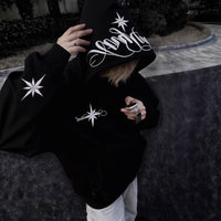 High-Street Embroidered Loose-Fit Hoodie Coat