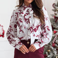 Printed Long Sleeve Bowknot Lining For Women