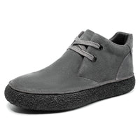 Matte Suede Mid-Top SneakersMartin Boots Mens Casual Leather Shoes Thick-Soled Trendy Shoes