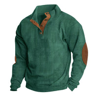 Men's Casual Stand-up Collar Long Sleeve Ribbed Corduroy Sweatshirt