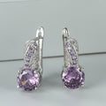 AutumnWinter Accessories White K-Gold Inlaid Round Amethyst Ear Clips