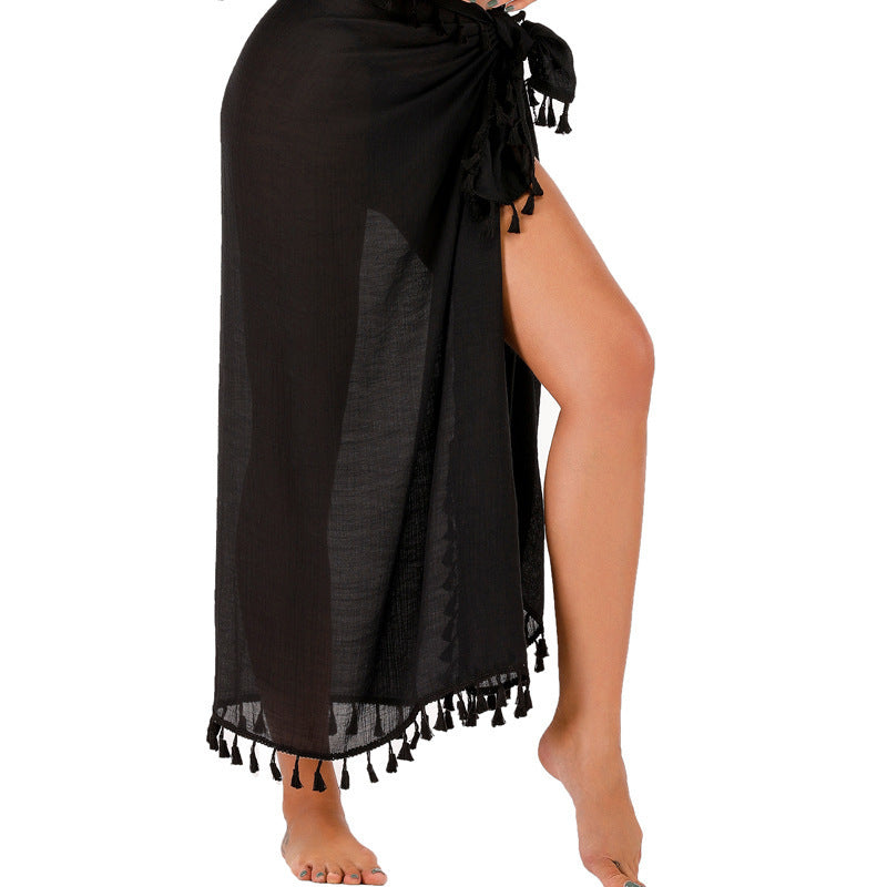 Seaside Vacation Sun Protection Tassel Shawl One-piece Apron Skirt