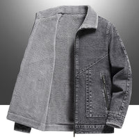 Denim Men's Fleece-lined Thickened Korean Style Lapel Youth Casual Jacket