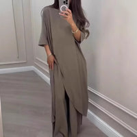 Womens Wide-Leg Pants Suit Fashionable And Casual Solid Color