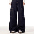 Multi-pocket Straight Cargo Jeans Women's Wide-leg Trousers