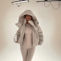 Detachable Hooded Zip-up Cotton Coat