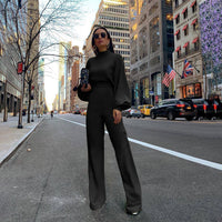 Womens Stylish Wide-leg Long-sleeve Jumpsuit