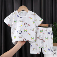 Two-piece Cotton T-shirt With Short Sleeves For Boys And Girls