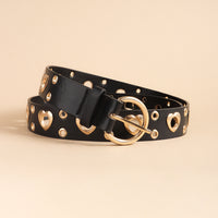 Sexy Punk Style Metal Air Eye Belt For Women With Jeans Skirt Hip Hop Heart Cutout Black Belt