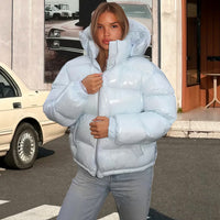Glossy Removable Cotton Coat For Women