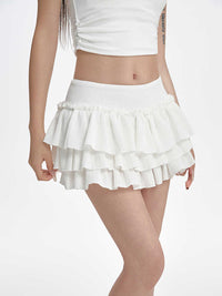Puffy Cake Dress Women's Low Waist Pleated Skirt
